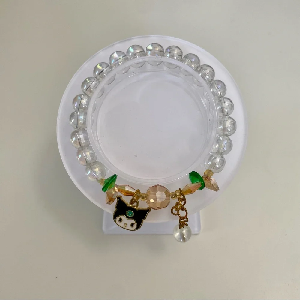 4/$15 Cute Beaded Kuromi Charm Stretchy Bracelet